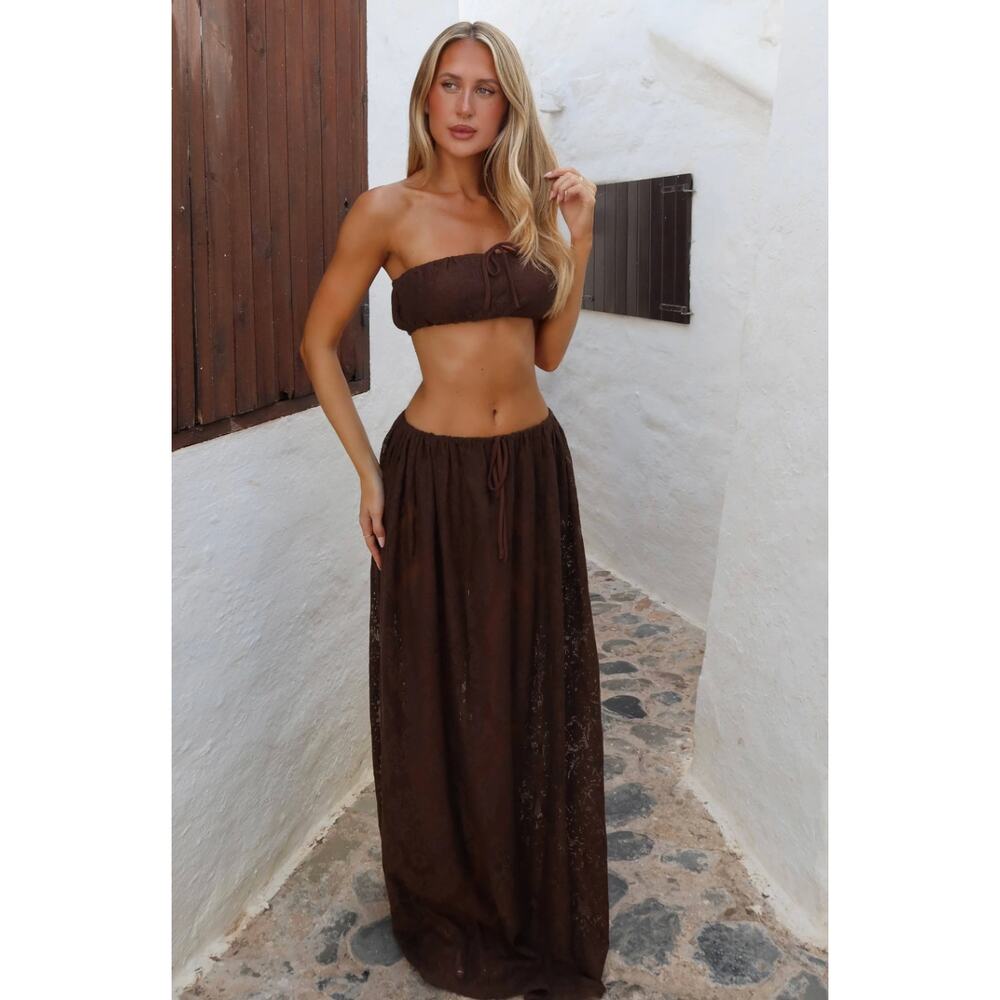 NWT Outcast Clothing Soren Top & Maxi Skirt Set Chocolate Size M